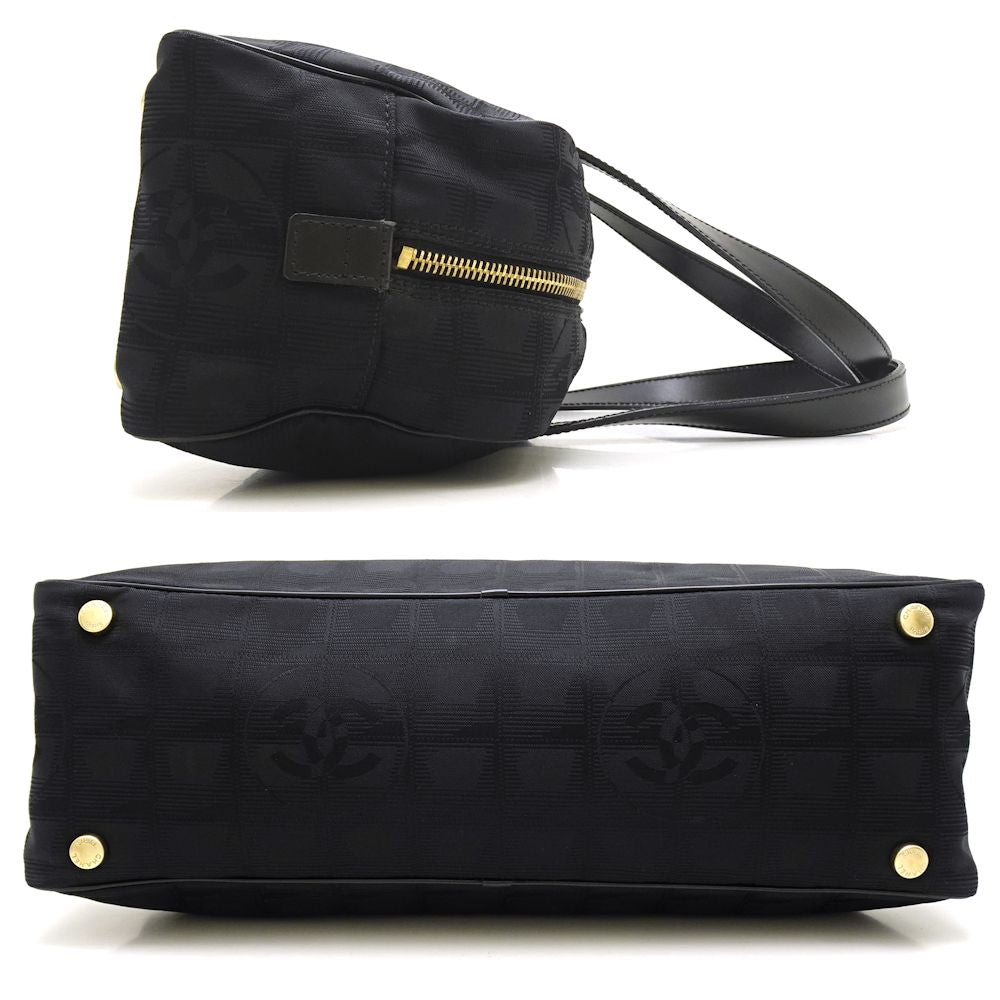 Chanel New Travel Line Mini Boston Bag Handbag Black