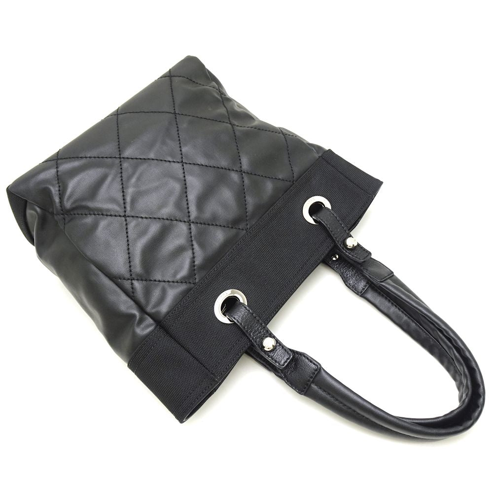 Chanel Paris Biarritz Tote PM Canvas x Leather Black