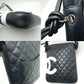 Chanel Cambon Line Shoulder Bag Diagonal Lambskin Black White