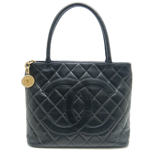 Chanel Reprint Tote Bag Lambskin Black Matelasse