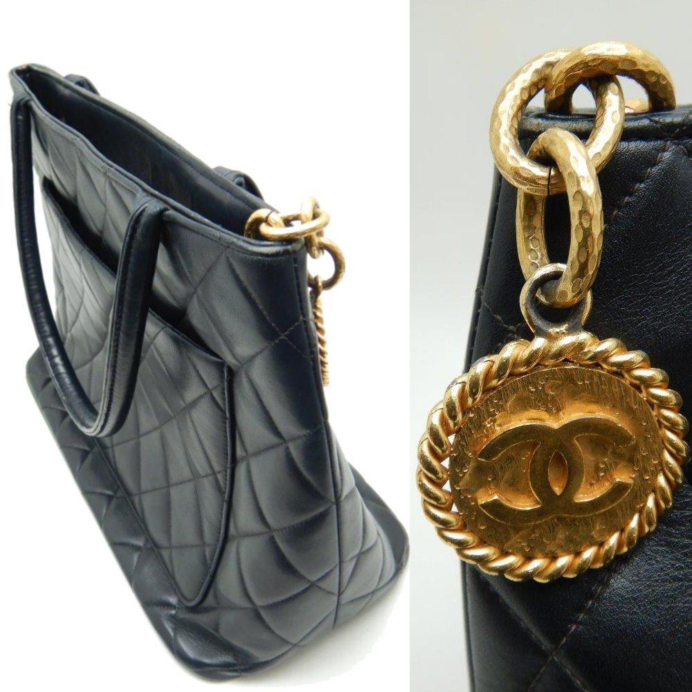 Chanel Reprint Tote Bag Lambskin Black Matelasse