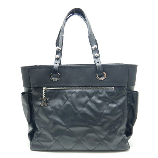 Chanel Paris Biarritz Tote GM Coated Canvas Black