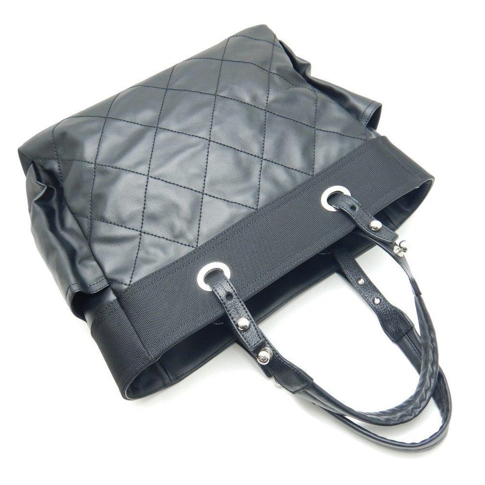 Chanel Paris Biarritz Tote GM Coated Canvas Black