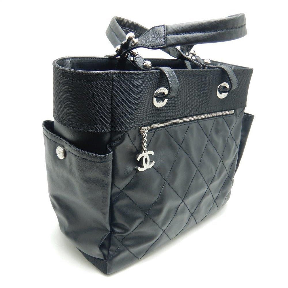 Chanel Paris Biarritz Tote GM Coated Canvas Black