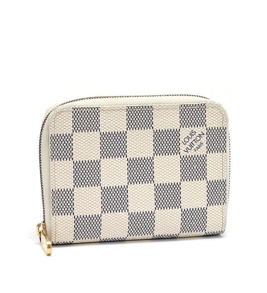 Louis Vuitton Zippy Coin Purse Case Damier Azur White