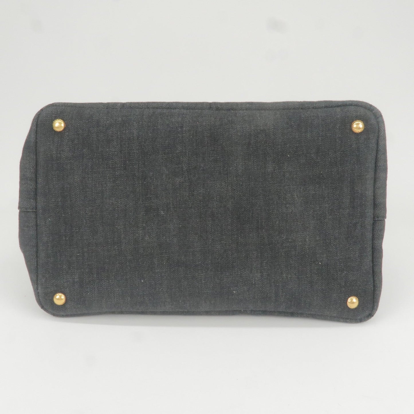 Prada Logo Canapa Denim Tote Bag Hand Bag NERO Black B2642B