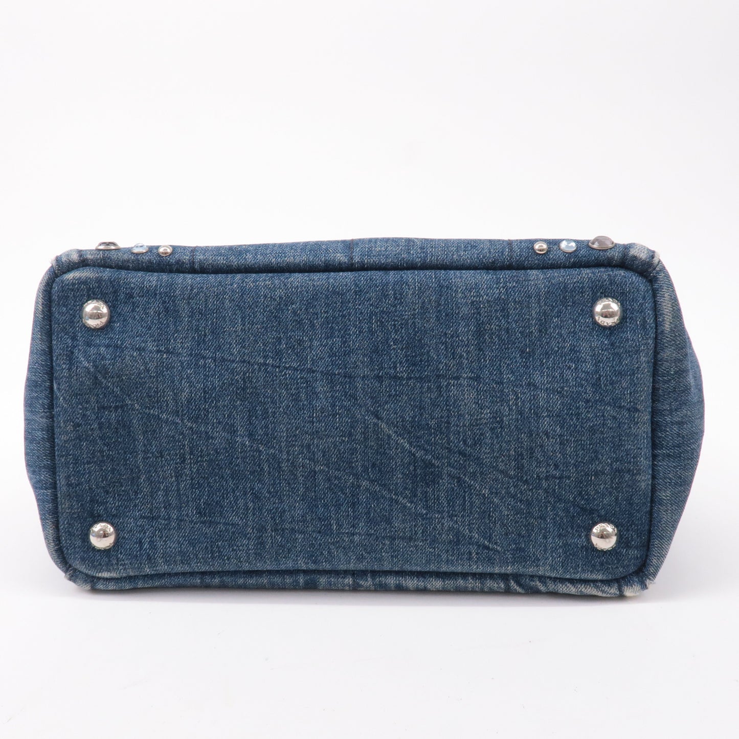 Prada Denim Bijou Canapa Mini Canvas 2Way Hand Bag Blue 1BG439