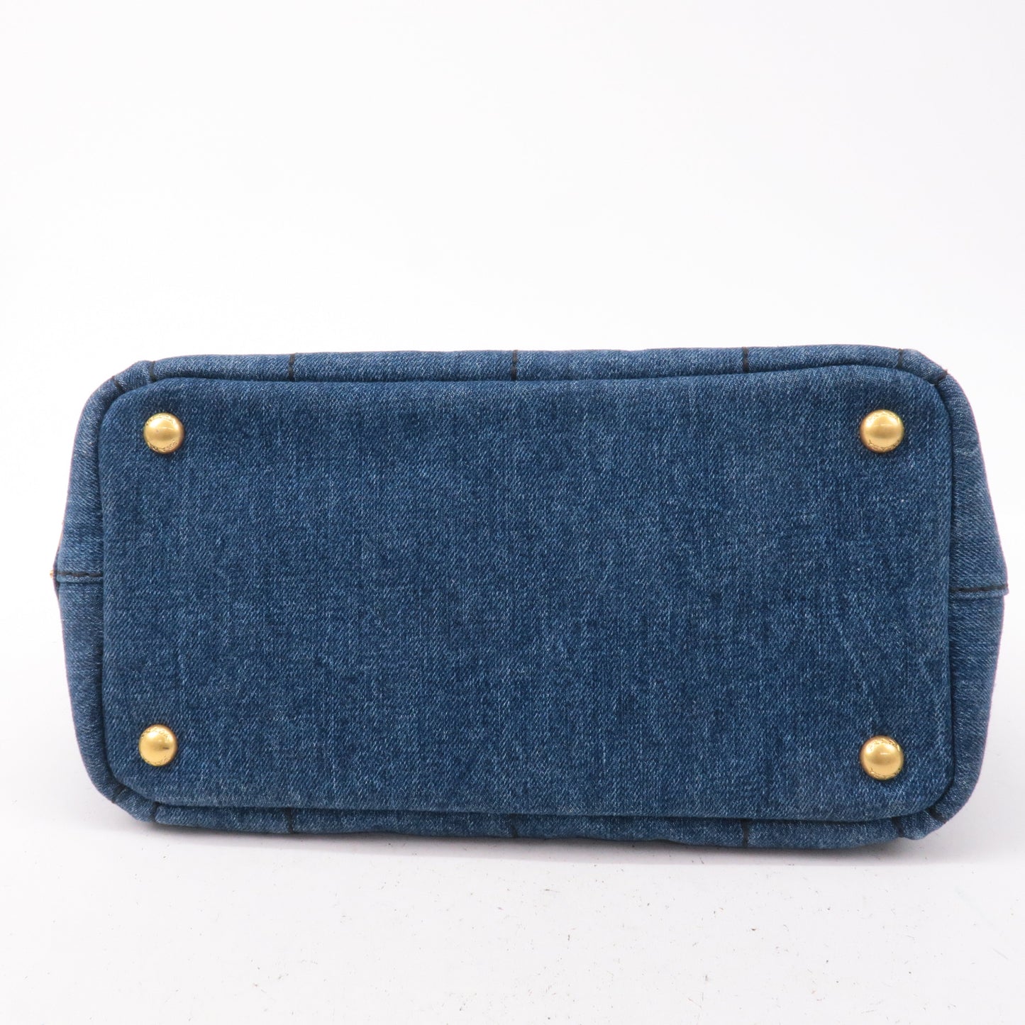 Prada Denim Canapa Mini Canvas 2Way Tote Bag Hand Bag Navy 1BG439