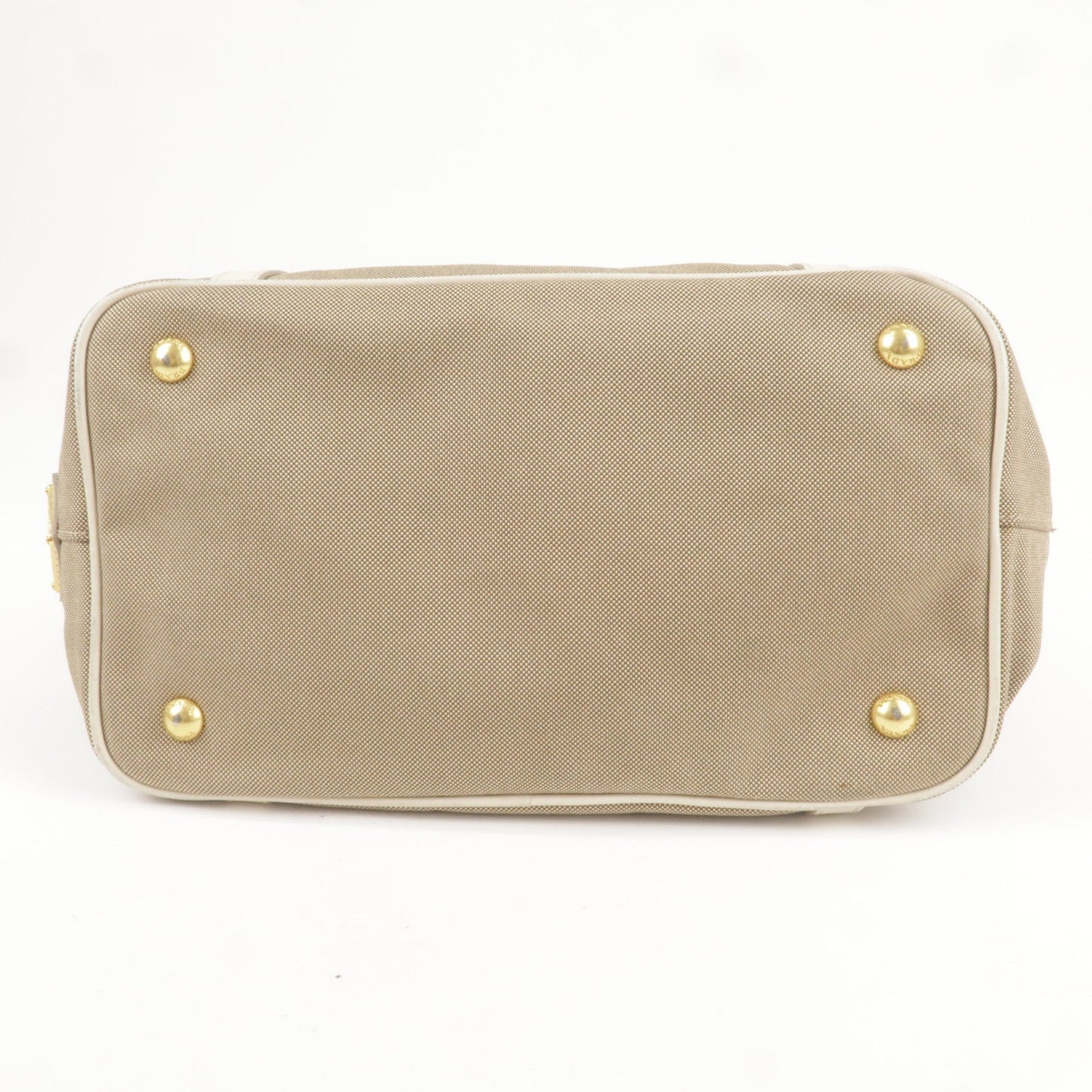 Prada Logo Jacquard Leather 2Way Bag Hand Bag Beige BN1841
