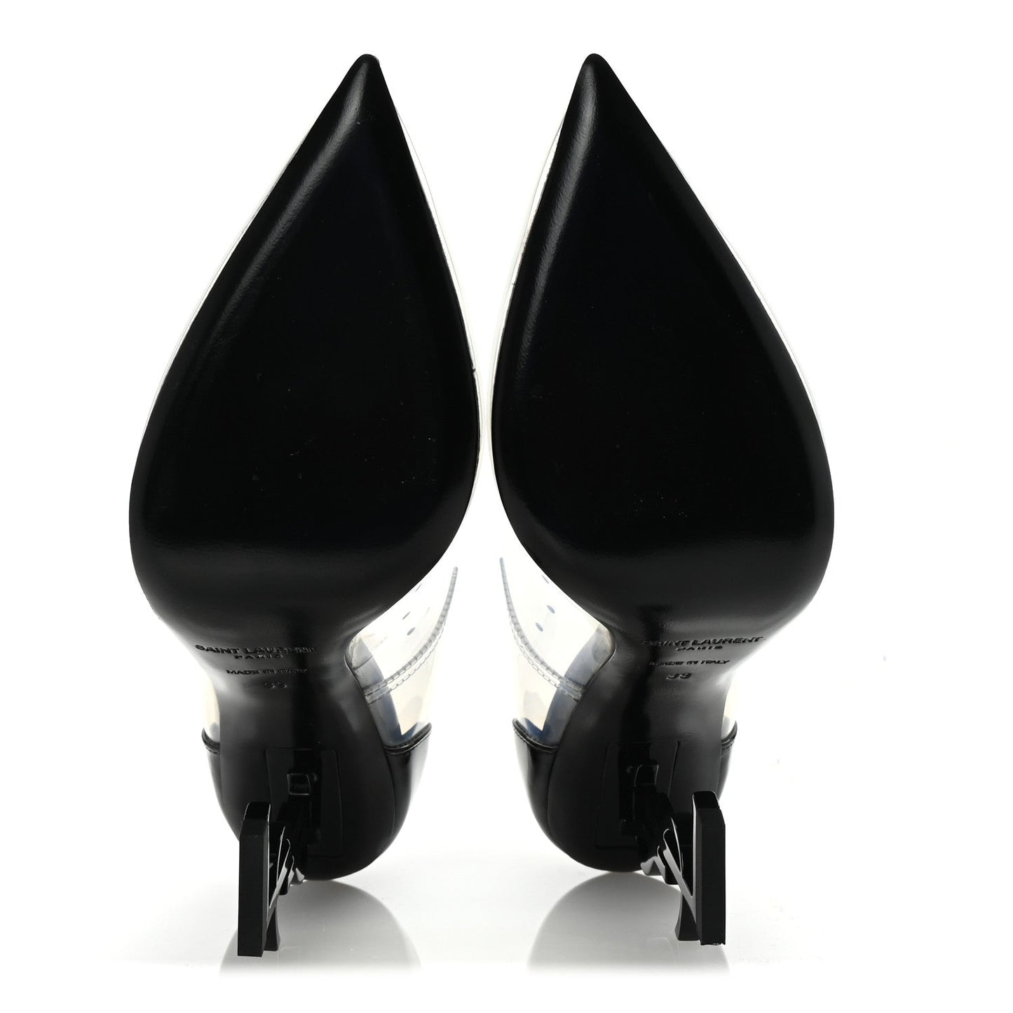Saint Laurent Patent Calfskin PVC Opyum 110 Pump 39 Black Transparent