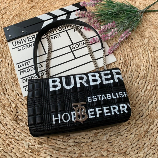 B-Berry - BB  Horseferry Print Quilted Small Lola Bag Monogram Black For Women, Bags 9in/23Amelia80216191