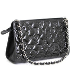 Chanel Matelasse Icon Chain Handbag Pouch Patent Black