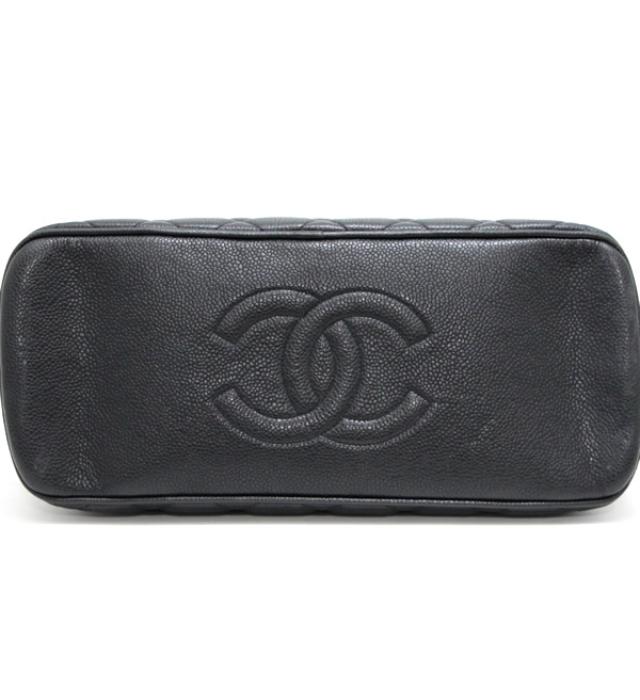 Chanel Matelasse Chain Shoulder Hand Bag Caviar Skin Black