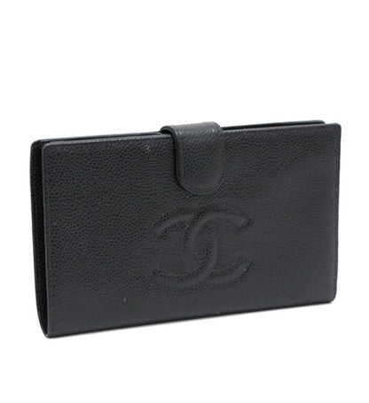 Chanel Clasp Mouth Long Wallet Caviar Skin Black