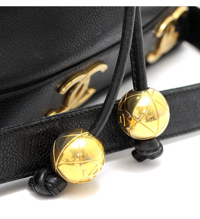 Chanel Triple CocoMark Drawstring Shoulder Bag Black