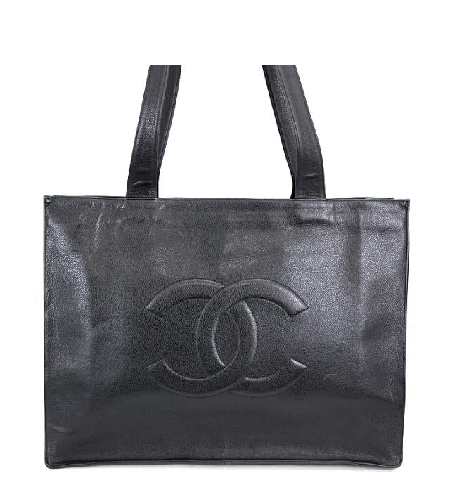 Chanel Shoulder Tote Bag Large Decacoco Mark Caviar Skin Black
