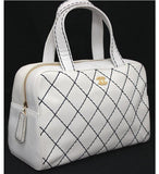 Chanel Wild Stitch Handbag White × Navy Stitch G Metal Fittings