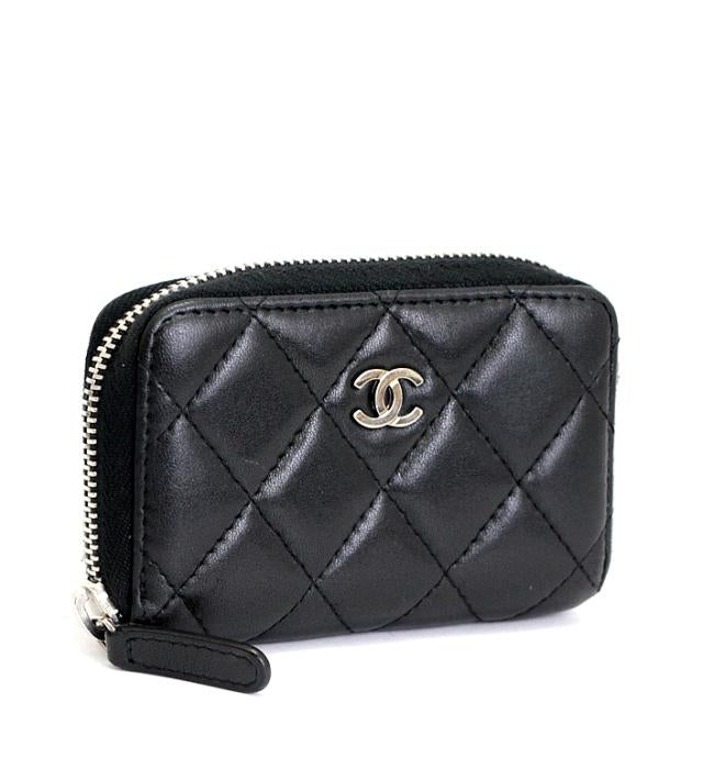 Chanel Matelasse Round Fastener Wallet Lambskin Black