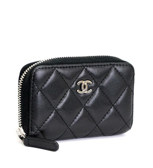 Chanel Matelasse Round Fastener Wallet Lambskin Black