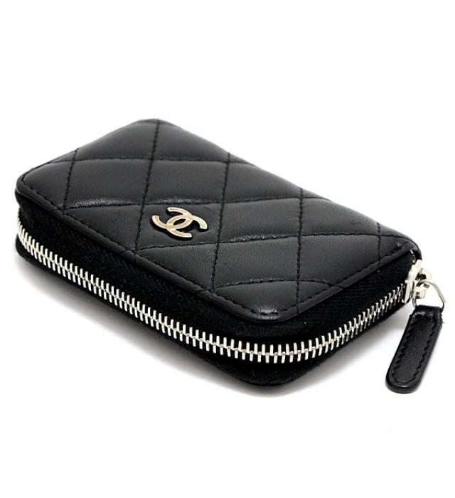 Chanel Matelasse Round Fastener Wallet Lambskin Black