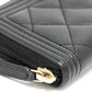 Chanel Boy Round Fastener Compact Wallet Soft Caviar Black