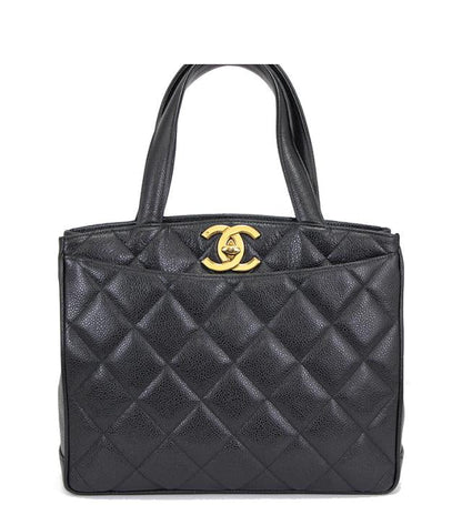 Chanel Matelasse Tote Bag Handbag Caviar Skin Black