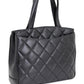 Chanel Matelasse Tote Bag Handbag Caviar Skin Black