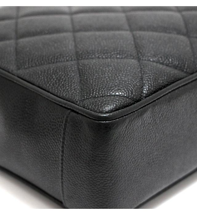 Chanel Matelasse Tote Bag Handbag Caviar Skin Black