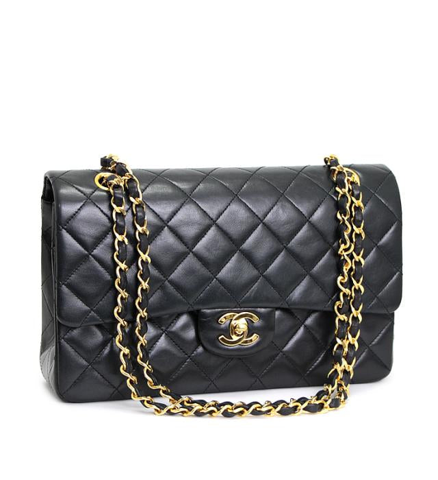 Chanel Matelasse 25 Chain Shoulder Bag W Flap Lamb Black
