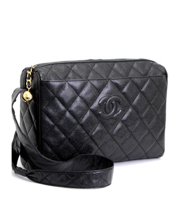 Chanel Caviar Matelasse 30 Leather Shoulder Bag Black