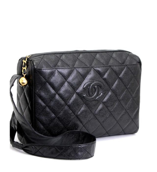 Chanel Caviar Matelasse 30 Leather Shoulder Bag Black