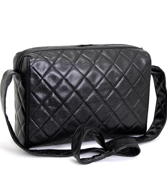 Chanel Caviar Matelasse 30 Leather Shoulder Bag Black