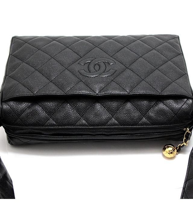 Chanel Caviar Matelasse 30 Leather Shoulder Bag Black
