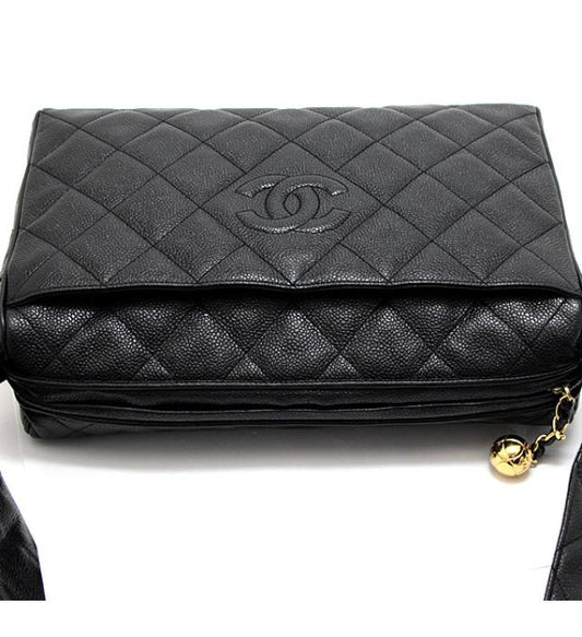 Chanel Caviar Matelasse 30 Leather Shoulder Bag Black