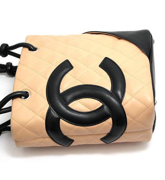Chanel Cambon Small Tote Bag Beige × Black