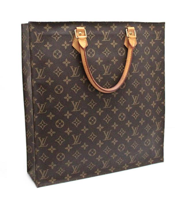 Louis Vuitton Monogram Sac Plat PM Tote Bag Brown
