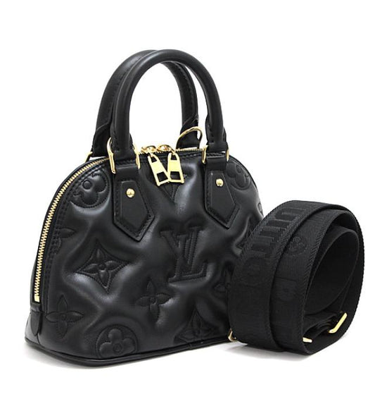 Louis Vuitton Alma BB 2way Handbag Leather Black