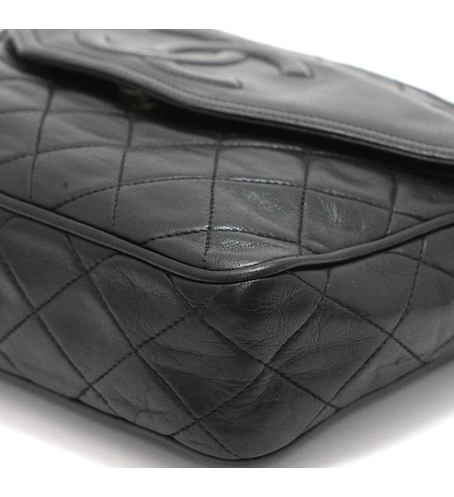 Chanel Matelasse Chain Shoulder Bag Fringe Black Leather