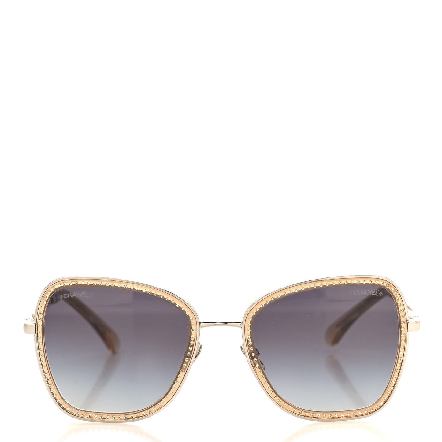Amelia Square Frame Sequin Sunglasses 4277-B Silver Brown