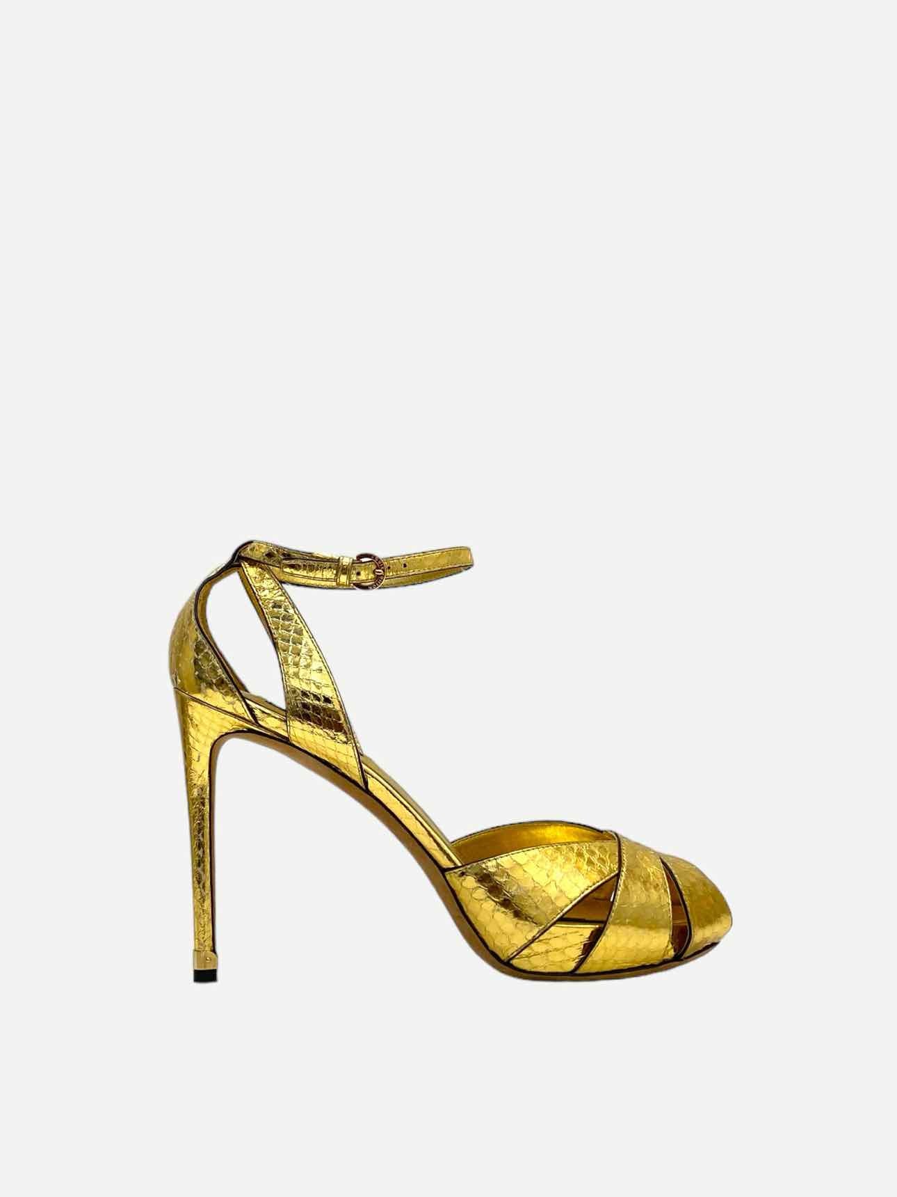 LOUIS VUITTON Metallic Gold Size EU 39 Heeled Sandals