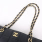 CHANEL Chocolate Bar Lamb Skin Chain Tote Bag Black A17859