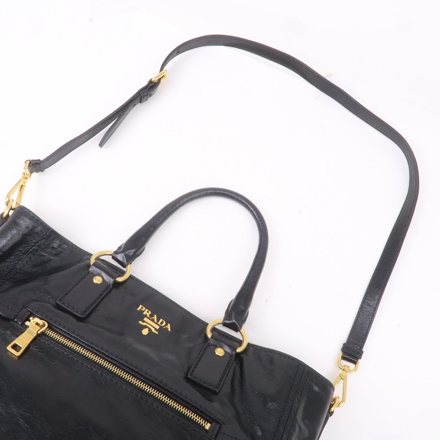 Prada Leather 2WAY Bag Shoulder Bag Hand Bag Black BN2151
