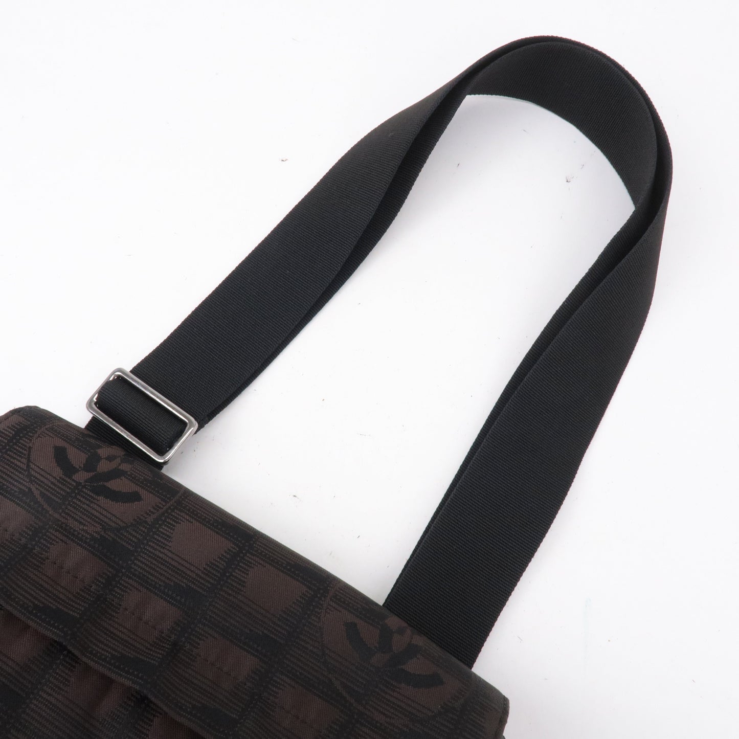 CHANEL New Travel Line Nylon Jacquard Leather Shoulder Bag A29347