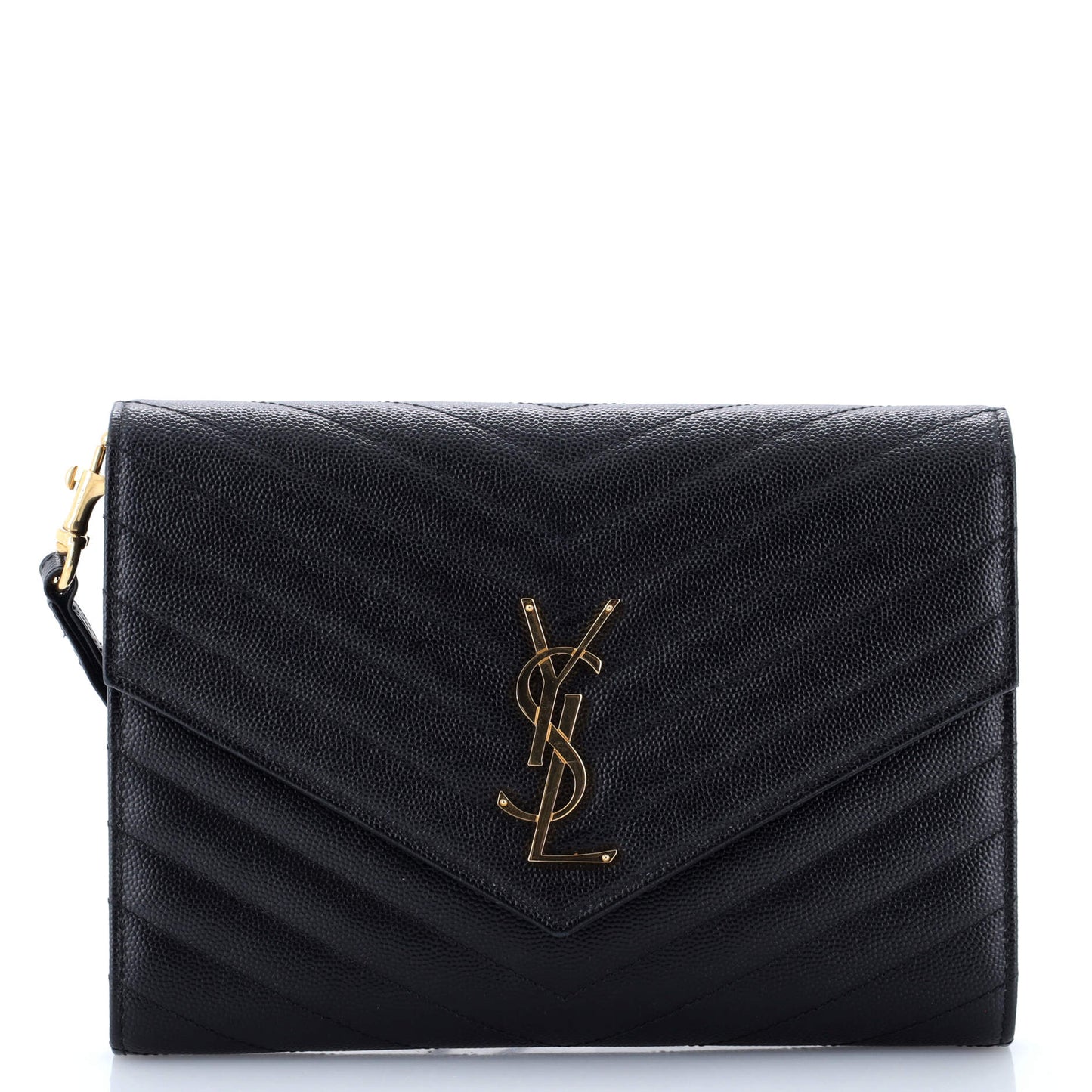 Classic Monogram Envelope Wristlet Clutch Matelasse Chevron Leather