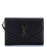 Classic Monogram Envelope Wristlet Clutch Matelasse Chevron Leather