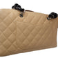 Chanel Cambon Bowling Shoulder Bag Leather Beige Black