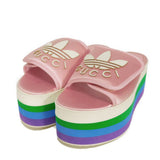 Gucci Trefoil Platform Silk Sandals