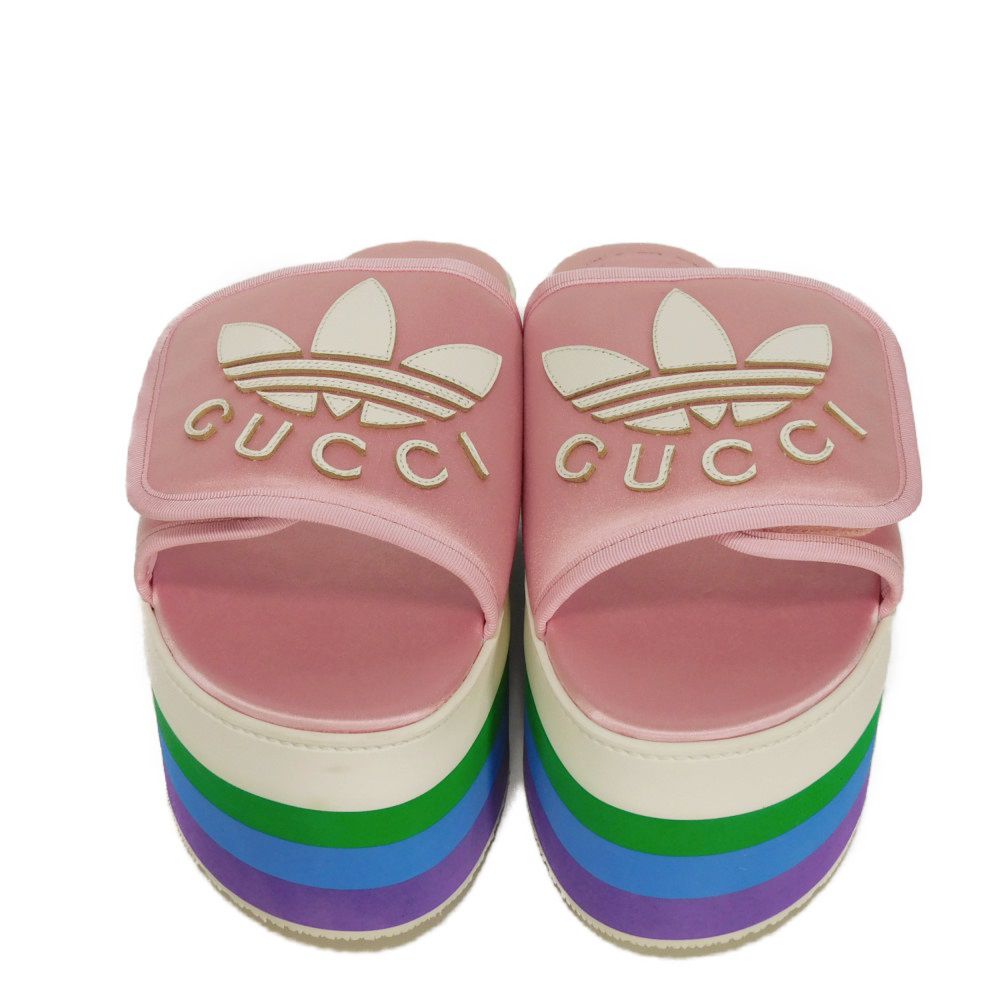 Gucci Trefoil Platform Silk Sandals
