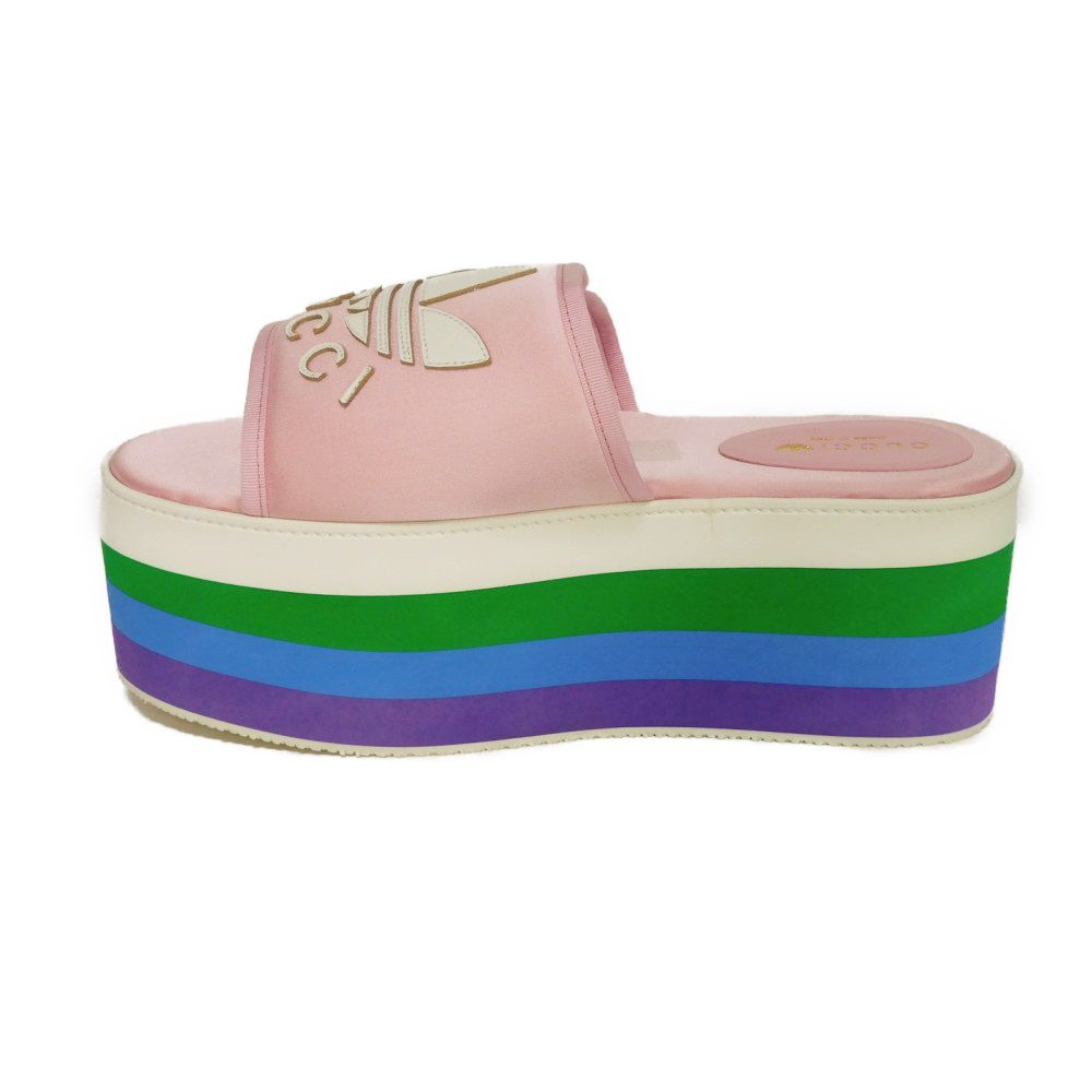 Gucci Trefoil Platform Silk Sandals