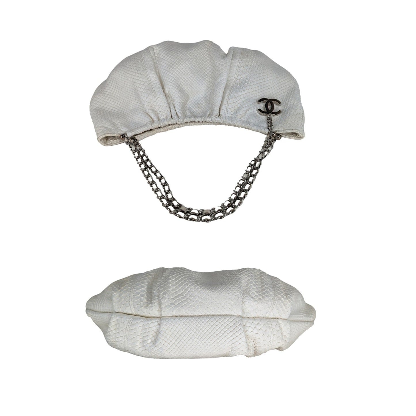 Chanel   White Python CC Chain Hobo Bag
